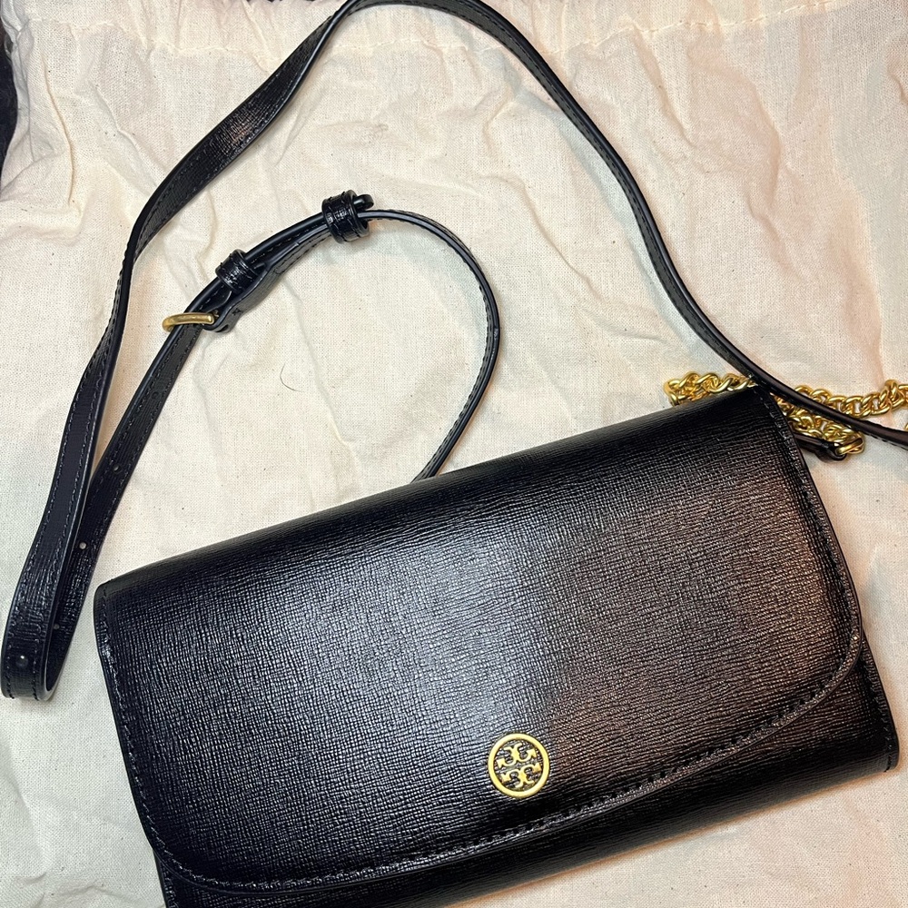 Tory Burch Black Crossbody Bag with Gold Detail